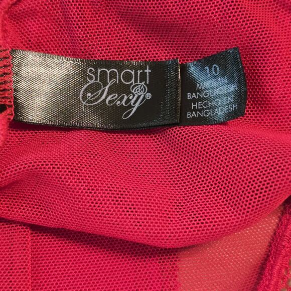 Smart & Sexy The Curvy Collection High Rise Cheekini Womens 10 Red Lace Mesh - Picture 3 of 8